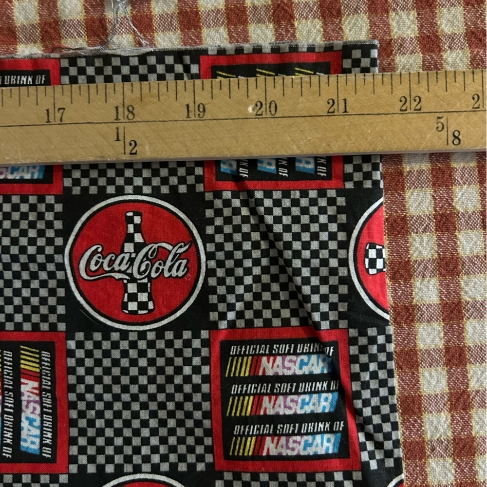 NASCAR Coca Cola Auto Racing Fabric 27 1/2” And 43” Wide - Picture 6 of 6